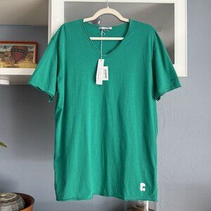 NWT Grey Daniele Alessandrini Green V-Neck T-Shirt Top Mens XL Made in Italy